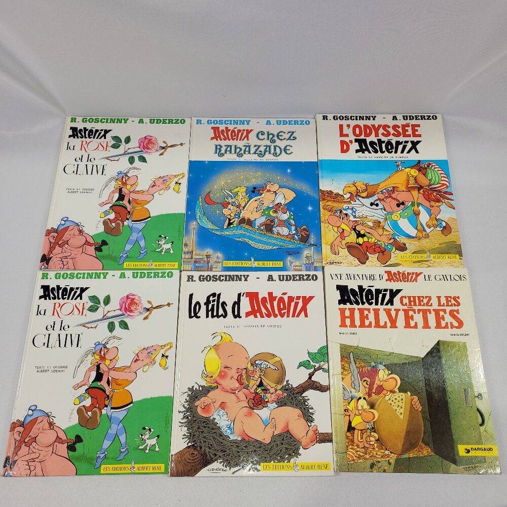 Asterix 6 Vintage Book Lot Goscinny Uderzo French Hardcover Cartoon Comics Set
